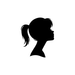 Woman head silhouette, face profile, vignette. Hand drawn illustration, isolated on white background. Design for invitation, greeting card, vintage style
