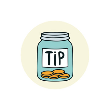 Illustration of a jar tip coins