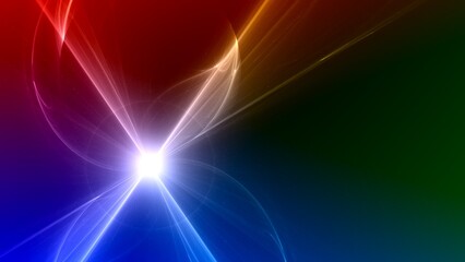 Futuristischer farbenfroher Lichteffekt in hell leuchtender Energiestruktur. Geschwindigkeitseffekt. Abstrakte leuchtende Lichtlinien, bewegte Energiestrahlen, innovativ
