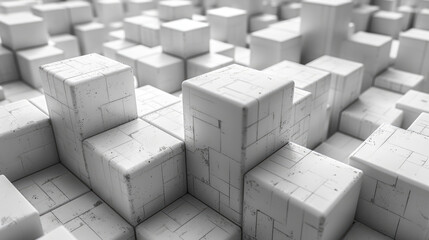 3d illustration of abstract white cubes background