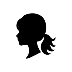 Woman head silhouette, face profile, vignette. Hand drawn illustration, isolated on white background. Design for invitation, greeting card, vintage style
