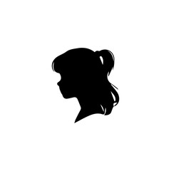 Woman head silhouette, face profile, vignette. Hand drawn illustration, isolated on white background. Design for invitation, greeting card, vintage style