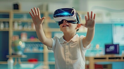 Kids enjoying education with VR technology