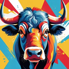 Dynamic Pop Art, a buffalo's face