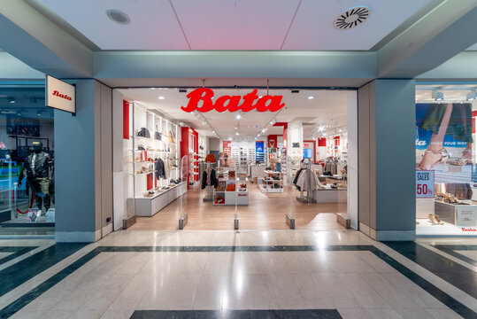 Turin, Italy - May 10, 2024: Bata shoes cloth store in the Lingotto Torino shopping center, in the renovated former Fiat car factory. Bata Shoe Organizationis a Swiss footwear company