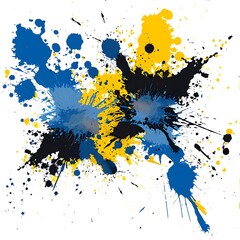Fototapeta premium splash of paint in the middle of the white canvas, for a clothing logo, colors only dark blue