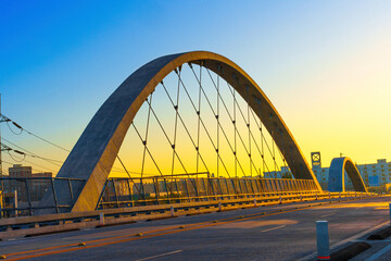 View of the 6th Street Bridge Arch at Sunset