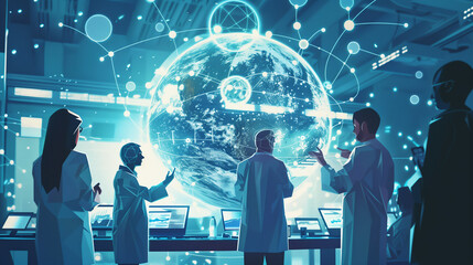 Global Collaboration in Healthcare: Researchers and Professionals Analyzing Holographic Globe