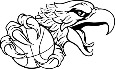 Eagle Hawk Basketball Ball Cartoon Team Mascot
