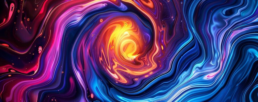 Abstract swirl of vibrant colors with glowing center