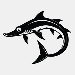 Solid color Chinese Paddlefish animal vector design