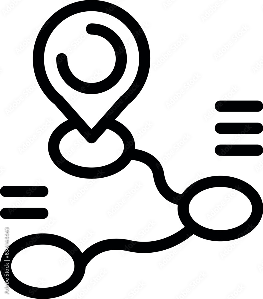 Poster simple illustration of a route with a location pin and path points, suitable for navigation concepts