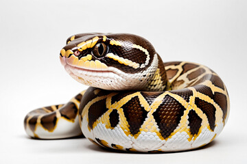 Fototapeta premium isolated photo of chubby cute Ball Python on white background