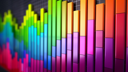 Obraz premium Colorful 3D Bar Charts - Data Visualization and Analytics
