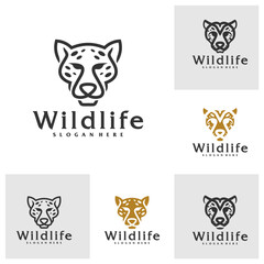 Set of Cheetah logo vector template, Creative Cheetah head logo design concepts