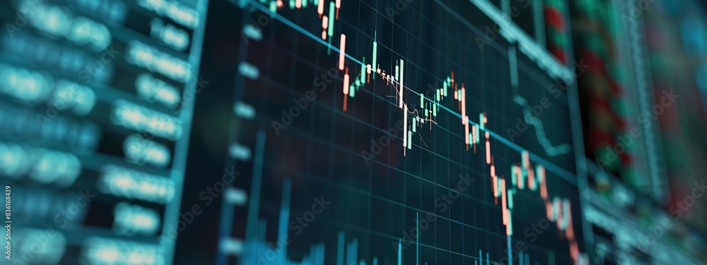 Aufkleber stock market graph is displayed on a computer screen. the graph shows a downward trend in the stock 