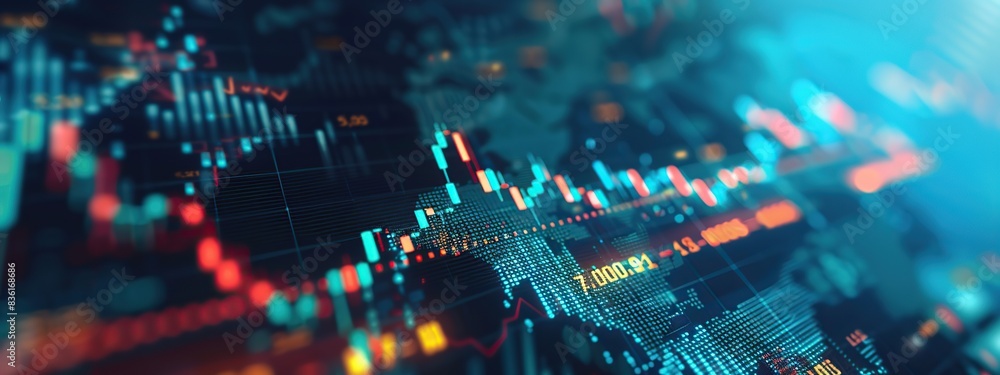 Aufkleber stock market graph is displayed on a computer screen. the graph shows a downward trend in the stock 