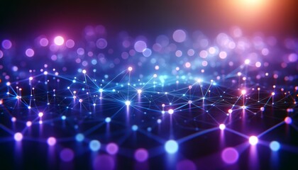 Obraz premium Abstract Network of Glowing Nodes and Connections