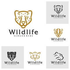 Set of Cheetah logo vector template, Creative Cheetah head logo design concepts