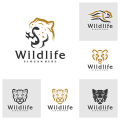 Set of Cheetah logo vector template, Creative Cheetah head logo design concepts