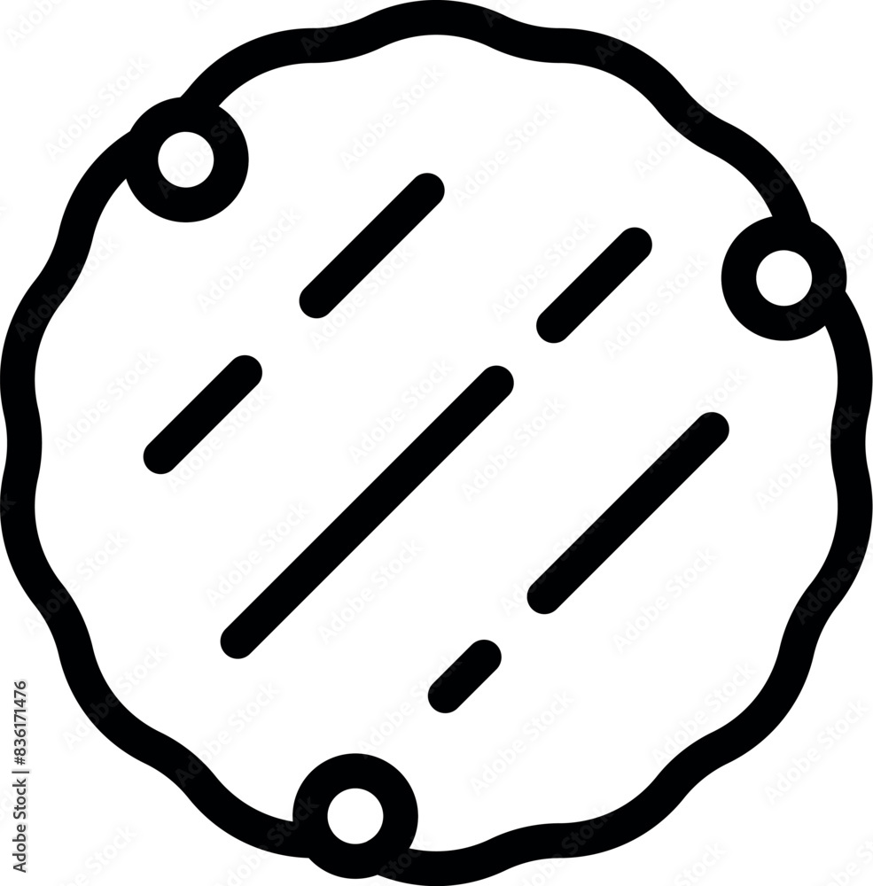 Poster a minimalistic line art illustration of a round mirror with mounting points
