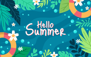 Hello Summer Background with Floral