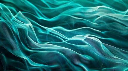 Obraz premium Dynamic abstract waves in vibrant blue-green, embodying the future of 5G.