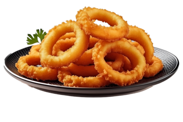 Onion rings in transparent background, generative AI