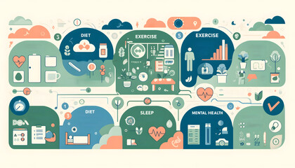 Health and Wellness Infographic: Detailed Guide to Diet, Exercise, and Sleep