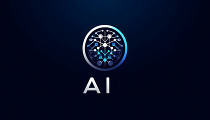 AI Symbol: Futuristic Neural Network and Technology Design