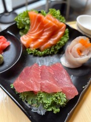 Sashimi set with salmon and tuna