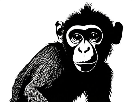 schwarz Silhouette Kontrast affe icon isoliert auf wei&szlig;en Hintergrund, Freisteller