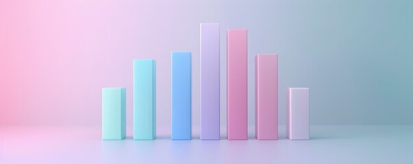Colorful pastel bar chart illustration on a gradient background, ideal for data visualization, business analysis, and infographic designs.