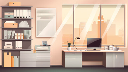 Business office in paper art vector image