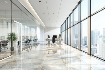 Modern bright office interiors featuring stylish and functional workplace design