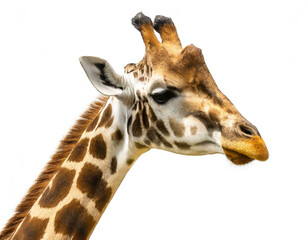 Fototapeta premium Giraffenkopf isoliert auf weißen Hintergrund, Freisteller