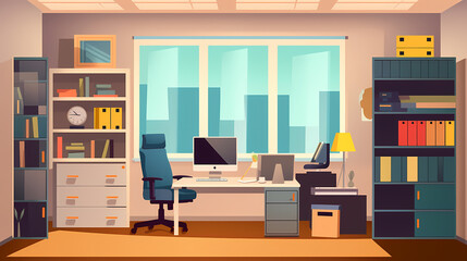 Business office in paper art vector image