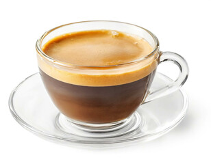 Kaffee crema in Glastasse isoliert auf weißen Hintergrund 