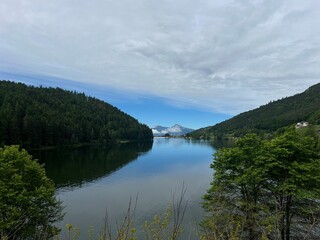 Lake of Piazze in Trentino Alto Adige. On an early summer morning