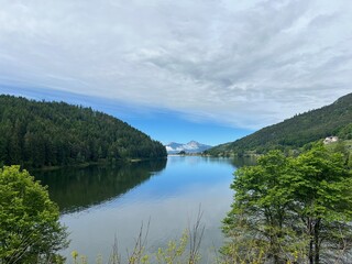 Lake of Piazze in Trentino Alto Adige. On an early summer morning