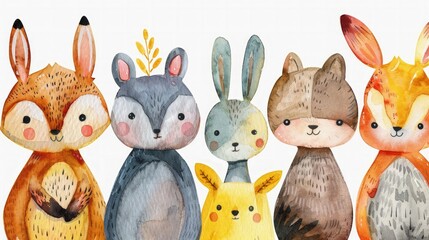 Fototapeta premium Watercolor Animal Illustrations: Illustrate a collection of watercolor animal illustrations with soft textures and vibrant colors