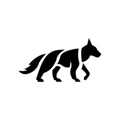 Fototapeta premium Wolf silhouette logo icon. Howling predator sign. Wild canine animal symbol design