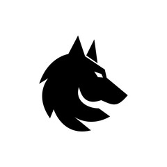 Wolf silhouette logo icon. Howling predator sign. Wild canine animal symbol design