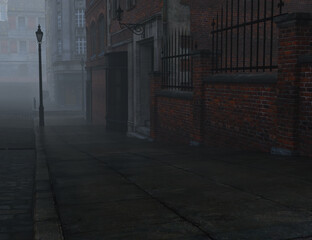 3D rendered illustration of an old London fantasy street