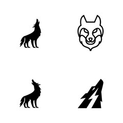 Wolf silhouette logo icon. Howling predator sign. Wild canine animal symbol design