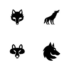 Wolf silhouette logo icon. Howling predator sign. Wild canine animal symbol design