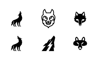 Wolf silhouette logo icon. Howling predator sign. Wild canine animal symbol design