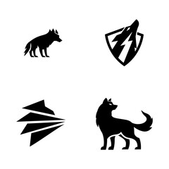 Wolf silhouette logo icon. Howling predator sign. Wild canine animal symbol design