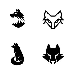 Wolf silhouette logo icon. Howling predator sign. Wild canine animal symbol design