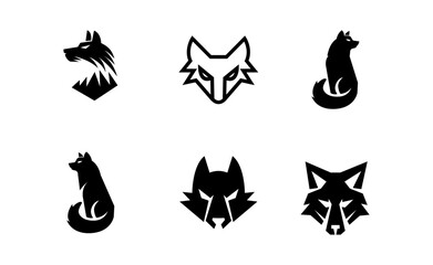 Wolf silhouette logo icon. Howling predator sign. Wild canine animal symbol design